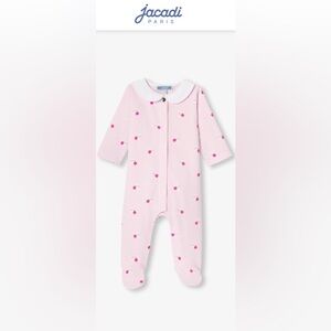 NWT!! Jacadi Pink Cat Flower Baby Footie 6MO